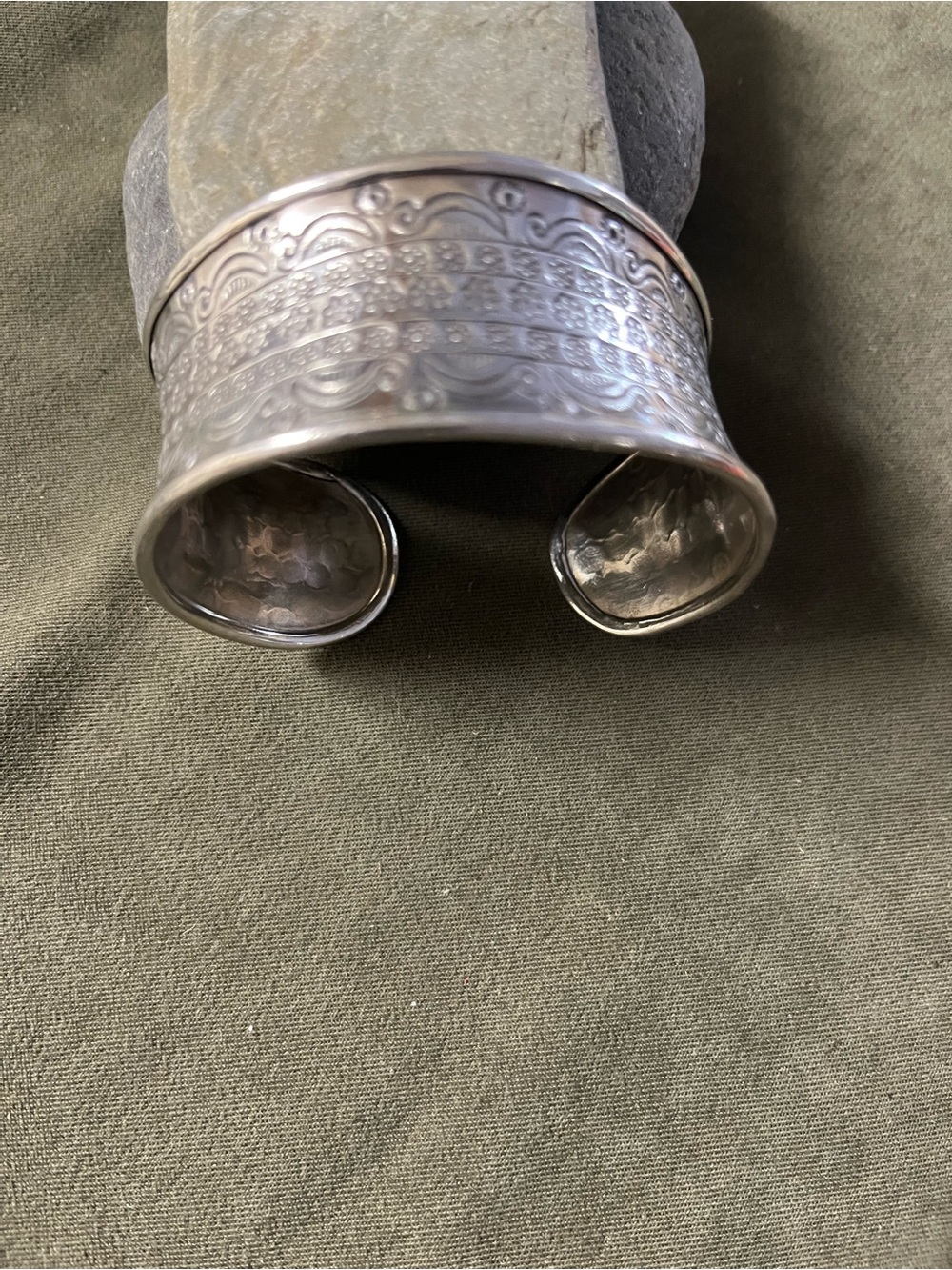 Sundance solid Sterling silver cuff bracelet with hand stamped design. - Picture 5 of 10